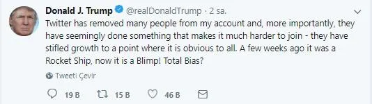 Takipçi sayısı düşen Donald Trump Twitter'ı suçladı-1