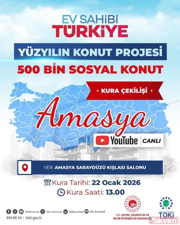 Amasya’da 2 bin 601 sosyal konut için kura heyecanı: TOKİ canlı yayın saat kaçta? - 2