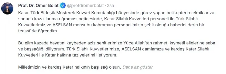 Katar'da arıza yapan helikopter düştü! MSB şehitlerimizin kimliklerini açıkladı | Başkan Erdoğan'dan taziye-7