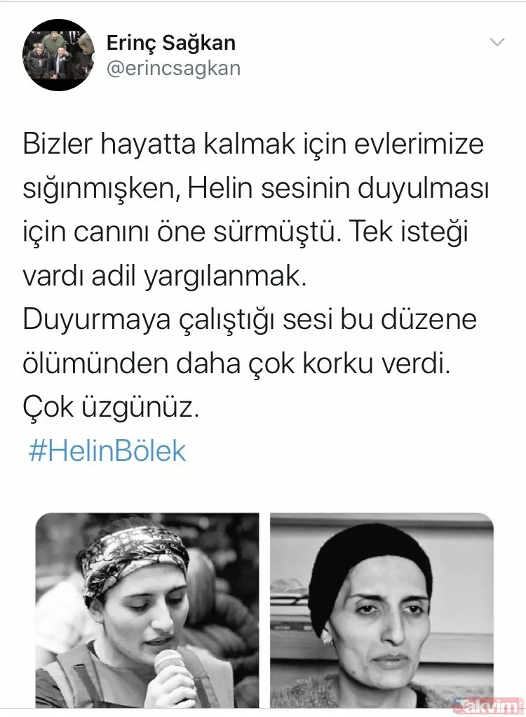 Ankara Barosu Başkanı Erinç Sağkan DHKPC terör örgütü üyesinin ölümüne üzülmüş!