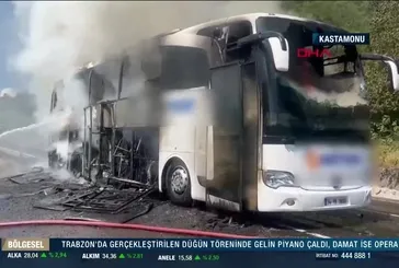 Kastamonu'da yolcu otobüsü yangını!