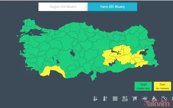 11 İlde Sarı Kodlu Uyarı Verildi 5 Nisan 2025 Cuma Günü İçin Mgm Tarafından Adıyaman, Antalya, Bingöl, Bitlis, Diyarbakır, Elazığ, Malatya, Siirt, Tunceli,...