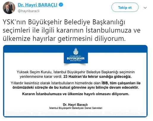 İBB Genel Sekreteri Baraçlı’dan İstanbul seçimlerinin yenilenmesine ilişkin açıklama-1