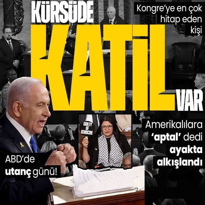 ABD’de utanç görüntüleri! Katil Netanyahu ABD Kongresi’nde ayakta alkışlandı | Türkiye’den sert tepki