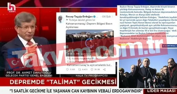 FETÖ inkarıyla rezil olan Ahmet Davutoğlu'ndan CHP yandaşı Halk TV'de "Başkan Erdoğan deprem bölgesine geç gitti" yalanı-2