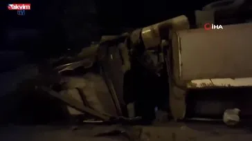 Otobanda dehşet: TIR devrildi! 1 yaralı