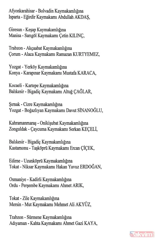 Son dakika haberi: 8 AÄustos Atama Kararları Resmi Gazete´de | Kaymakam atamaları tam liste