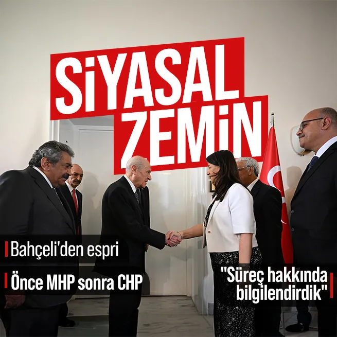 DEM Parti İmralı Heyeti Mecliste MHPyi ziyaret etti! Pervin Buldan: Süreç hakkında Bahçeliyi bilgilendirdik | Bahçeliden espri