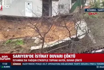 Sarıyer'de istinat duvarı çöktü!