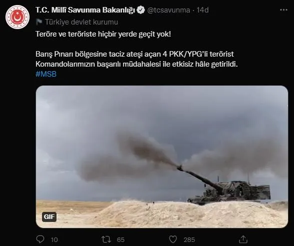 Teröre bir darbe daha! Barış Pınarı bölgesine taciz ateşi açan 4 terörist etkisiz hale getirildi-1