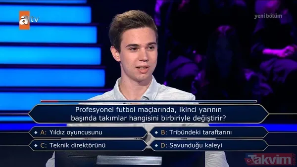 Kim Milyoner Olmak İster'de Fenerbahçe sorusu! Tuttuğu takımın rengini bilemedi veda etti! Kenan İmirzalıoğlu: 'Galatasaray mı sandın?' - 17