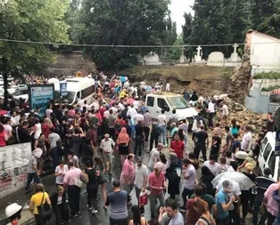 Şişli’de mezarlık duvarı yıkıldı... Yaralılar var