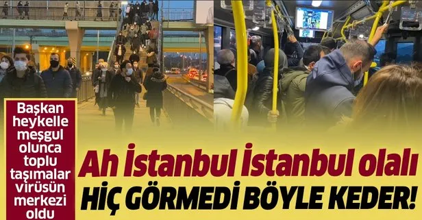 Koronavirüsün merkezi İstanbul’da yine aynı görüntü! Altunizade Metrobüs Durağı’nda yoğunluk