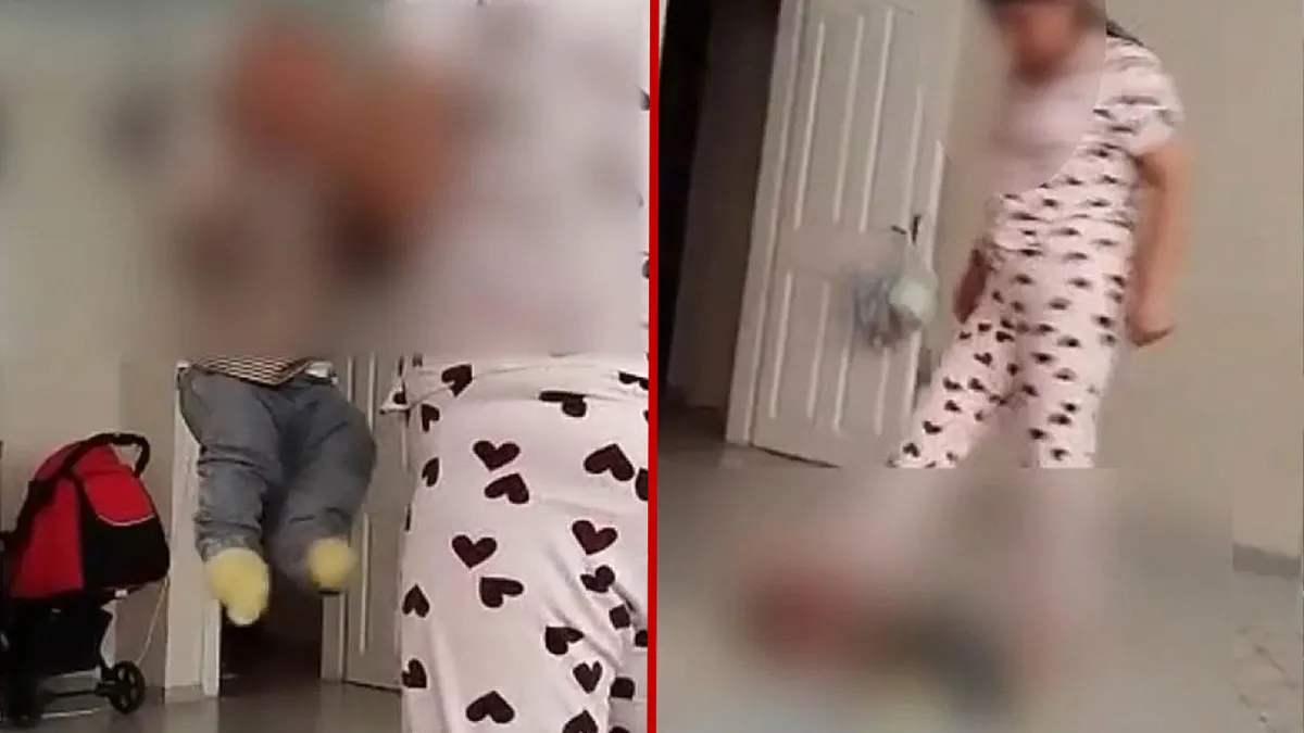 İstanbul’da kan donduran olay! Bakıcı küçük çocuğu yerlerde tekmeledi! O anlar anbean kamerada