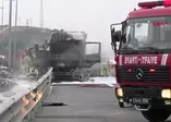 Kaza yapan TIR alev alev yandı