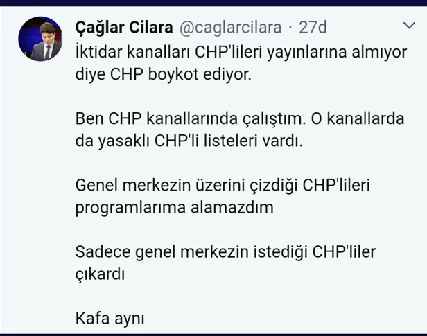 Yasak listesini ifşa eden Çağlar Cilara'ya CHP'den müdahale! Tweetini sildirttiler!-1