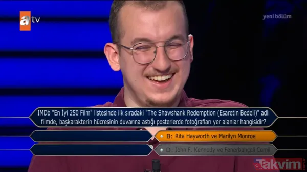 YKS 650'ncisi Efekan Değerli Kim Milyoner Olmak İster'de 500 Bin TL'lik soruyu açtı - 13