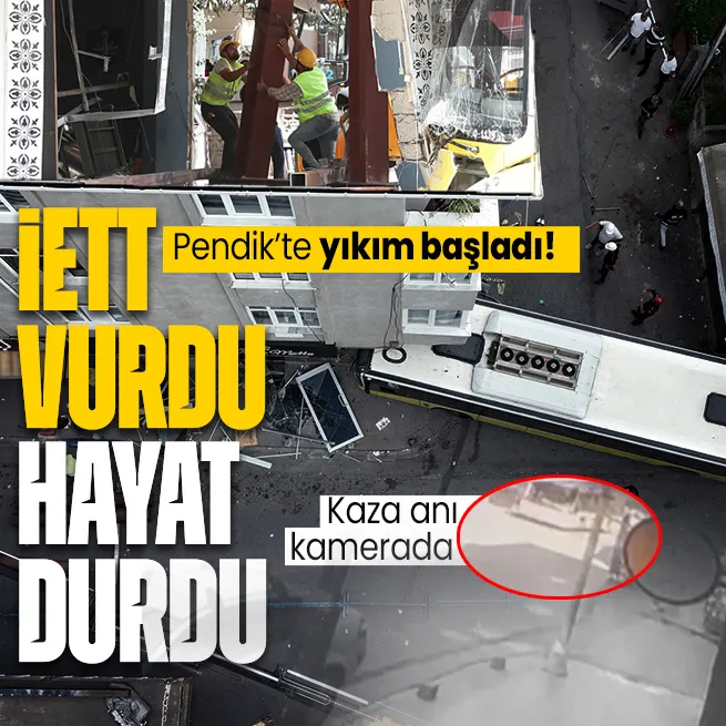 Pendikte İETT otobüsü berber dükkanına girdi: 6 yaralı | Yıkım çalışmaları başladı! Kaza anı kamerada