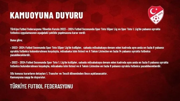 Son dakika: TFF'den 'yabancı kuralı' açıklaması!-2