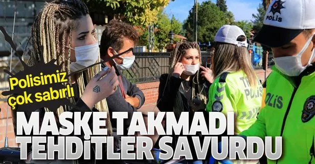 Adana’da taksinin içinde maske takmadığı için ceza kesilen kadın yolcu polisleri tehdit etti