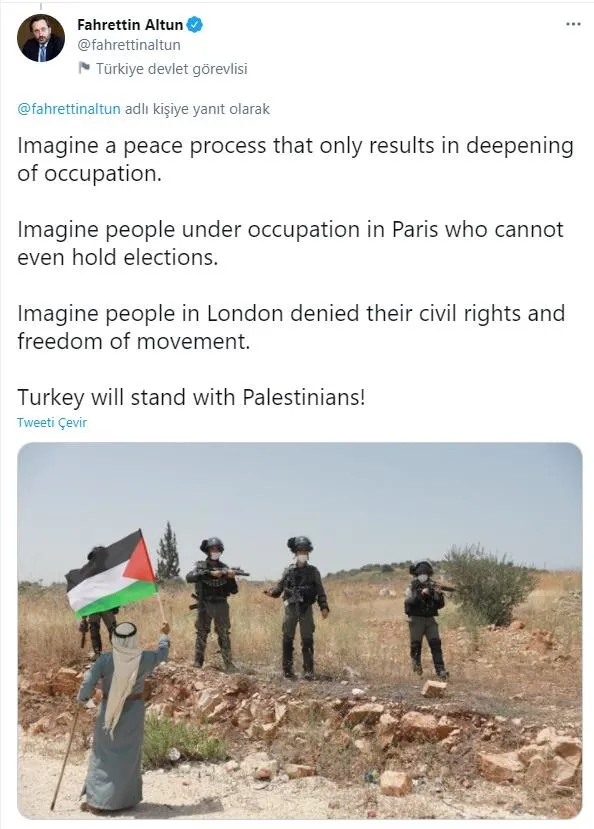 İletişim Başkanı Fahrettin Altun Filistin için dünyaya seslendi: ''Bir devlet düşünün...'' - 4