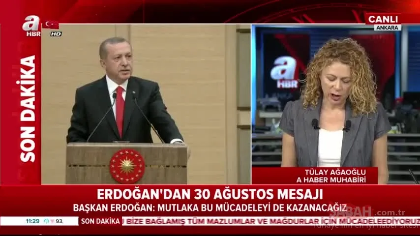 Cumhurbaşkanı Erdoğan'dan 30 Ağustos mesajı
