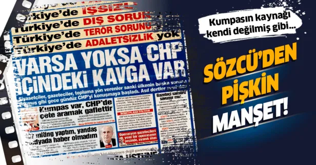 Külliye’deki CHP’li yalanının mimarı Sözcü Gazetesi’nden pişkin manşet!
