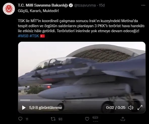 SON DAKİKA: MİT ve TSK'dan ortak operasyon: 3 terörist hava harekatıyla etkisiz hale getirildi-1