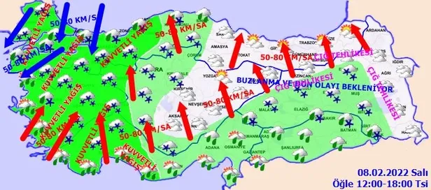Meteoroloji bölge bölge uyardı! Çok kuvvetli geliyor: Kar, rüzgar, fırtına ve sağanak yağış... HAVA DURUMU-8