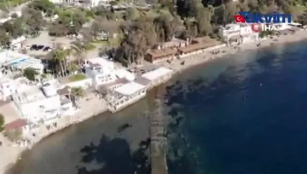 Gümüşlük Koyu'nda sular çekildi tarihi kral yolu ortaya çıktı