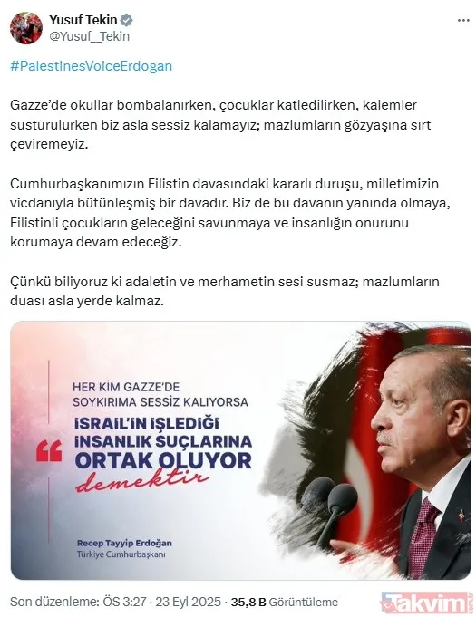 Dünyanın kilitlendiği konuşma öncesi sosyal medya yıkıldı: Filistin’in sesi Erdoğan | PalestinesVoiceErdogan - 16
