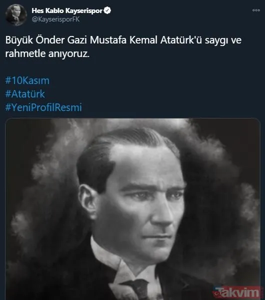 Spor camiası 10 Kasım'da tek ses oldu, Mustafa Kemal Atatürk'ü andı! İşte paylaşımlar