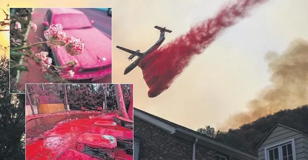 Los Angeles'taki yangın faciasında sokaklar pembe kimyasalla kaplandı!