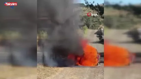 Ankara'da park halindeki araç yandı!