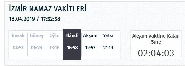18 nisan 2019 istanbul ankara izmir aksam ezani iftar sahur saatleri aksam ezani saati kacta okunuyor takvim