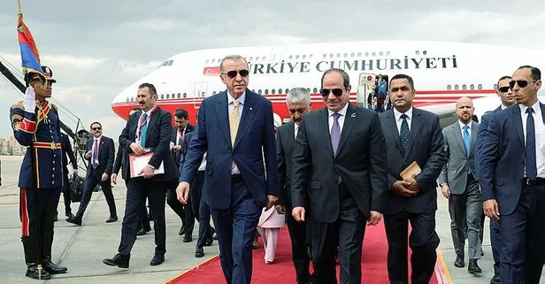 Başkan Erdoğan Mısır'da! Abdulfettah es-Sisi kırmızı halı serdi... Ticarette hedef 15 milyar dolar! Netanyahu'ya "Refah" uyarısı