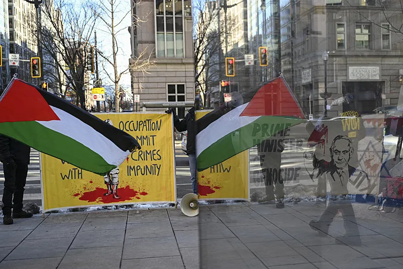 ABD Dışişleri Bakanı Antony Blinken'a Gazze protestosu (Fotoğraf: AA)
