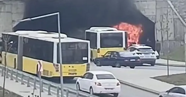 Başakşehir'de İETT otobüsü yangını: Araç hurdaya döndü