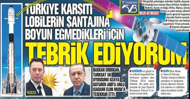 Başkan Recep Tayyip Erdoğan, Türksat 5B uydusunu uzaya götüren ABD’li Elon Musk’a teşekkür etti