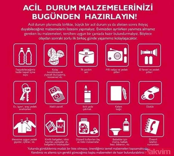 Deprem çantasında bulunması gerekenler nelerdir? Deprem anında ne yapılmalı? Deprem sırasında ve sonrasında yapılması gerekenler nelerdir? - 25