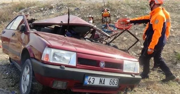 Kütahyada tır otomobile çarptı!