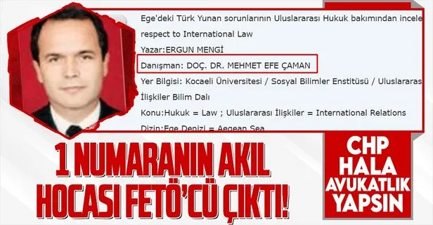 Bildirinin arkasındaki isim olan Ergun Mengi’nin tez danışmanı FETÖ’cü Mehmet Efe Çaman çıktı