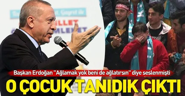 Başkan Erdoğan ağlayan çocuğa böyle seslendi: Deden kurban olsun sana