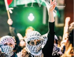 Time dergisinde Gazze zaferi! Filistin eylemlerine katılan kefiyeli genci kapağa taşıdılar