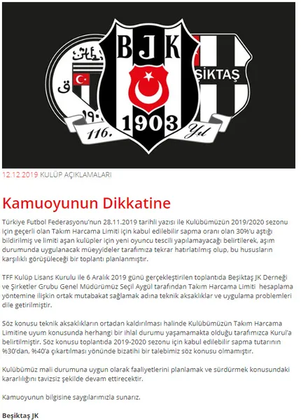 Son dakika haberi... Beşiktaş'tan transfer limiti artışı açıklaması!-1