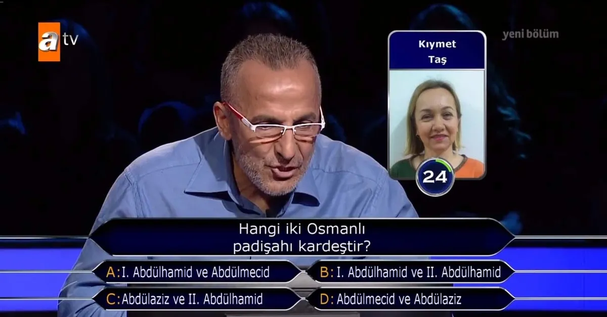 Murat Yıldırım’ın sunduğu Kim Milyoner Olmak İster’e damga vuran Osmanlı sorusu: Hangi iki Osmanlı padişahı kardeştir?
