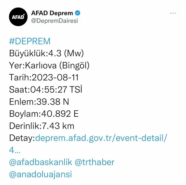 Son dakika: AFAD duyurdu! Bingöl'de 4.3 şiddetinde deprem meydana geldi-1
