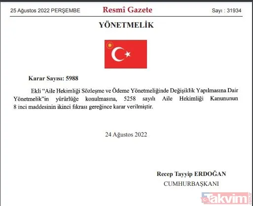 Aile hekimliği sözleşme ve ödeme yönetmeliğinde değişiklik Resmi Gazete'de yayımlandı - 1