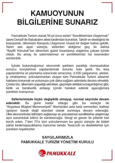 Pamukkale Turizm konkordato talebinde bulundu! Konkordato nedir?-1