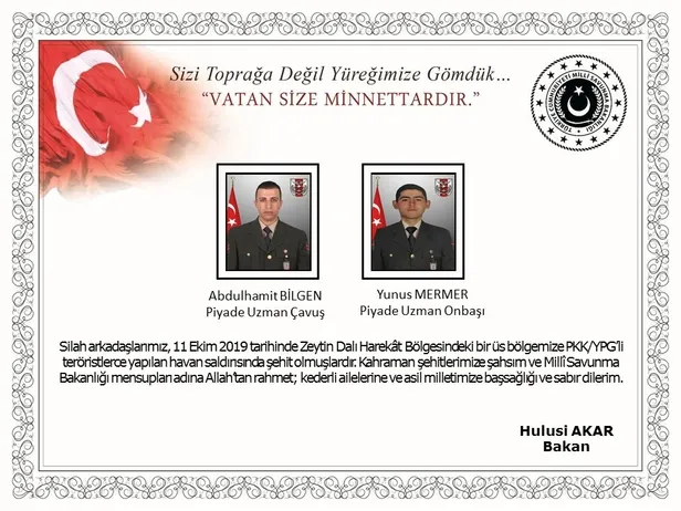 Son dakika: Zeytin Dalı Harekat bölgesinde 2 şehit-1